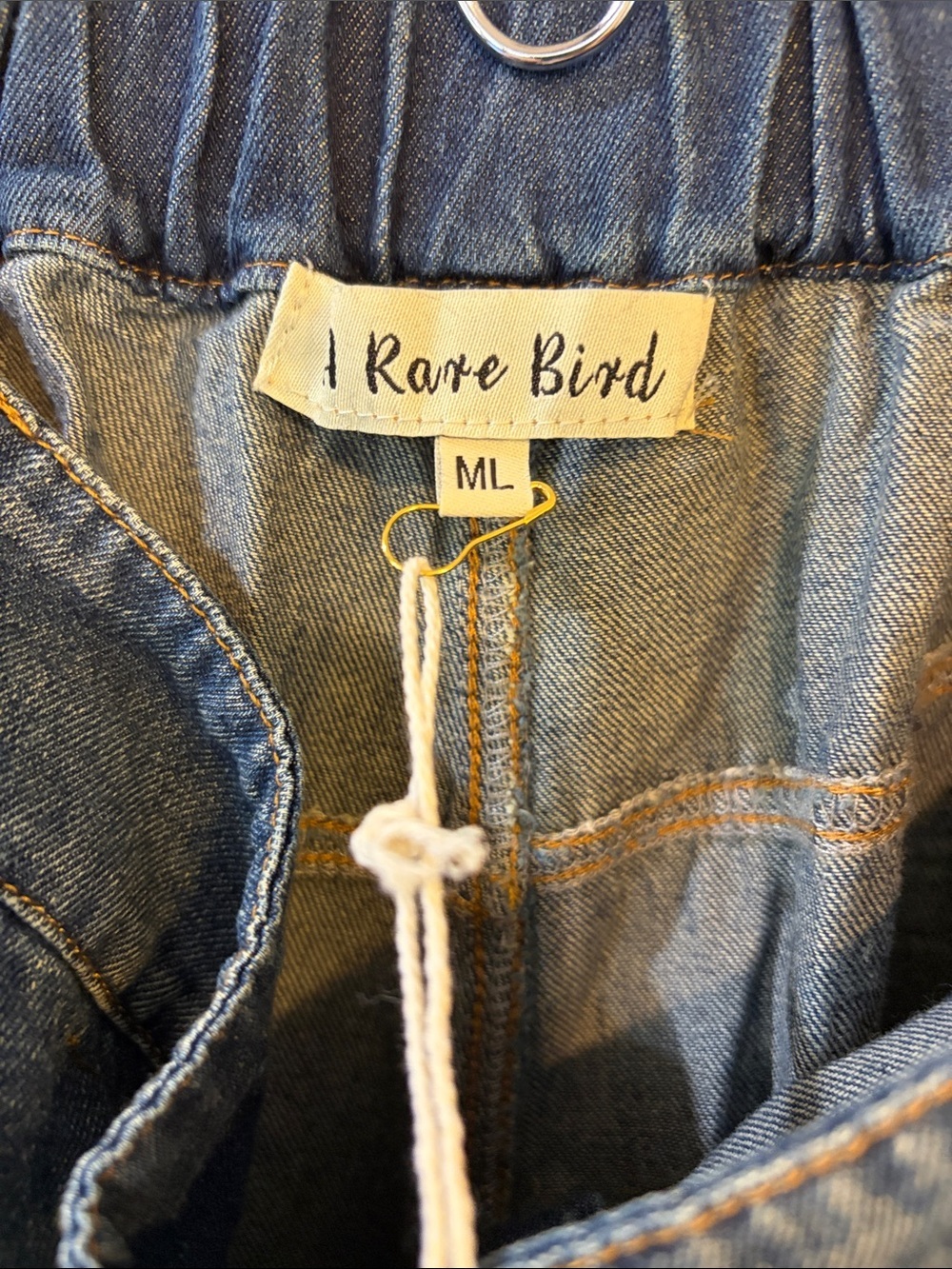 ‼️LAST ONE‼️GRUNGE Jeans A Rare Bird Blue Distressed Wide-Leg Patchwork Detail - Picture 2 of 10